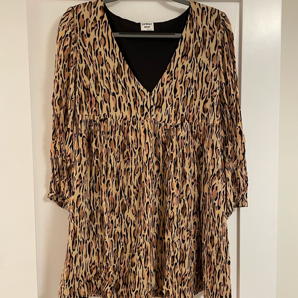 Aritzia Sunday Best Jinx Leopard Print Babydoll Dress
